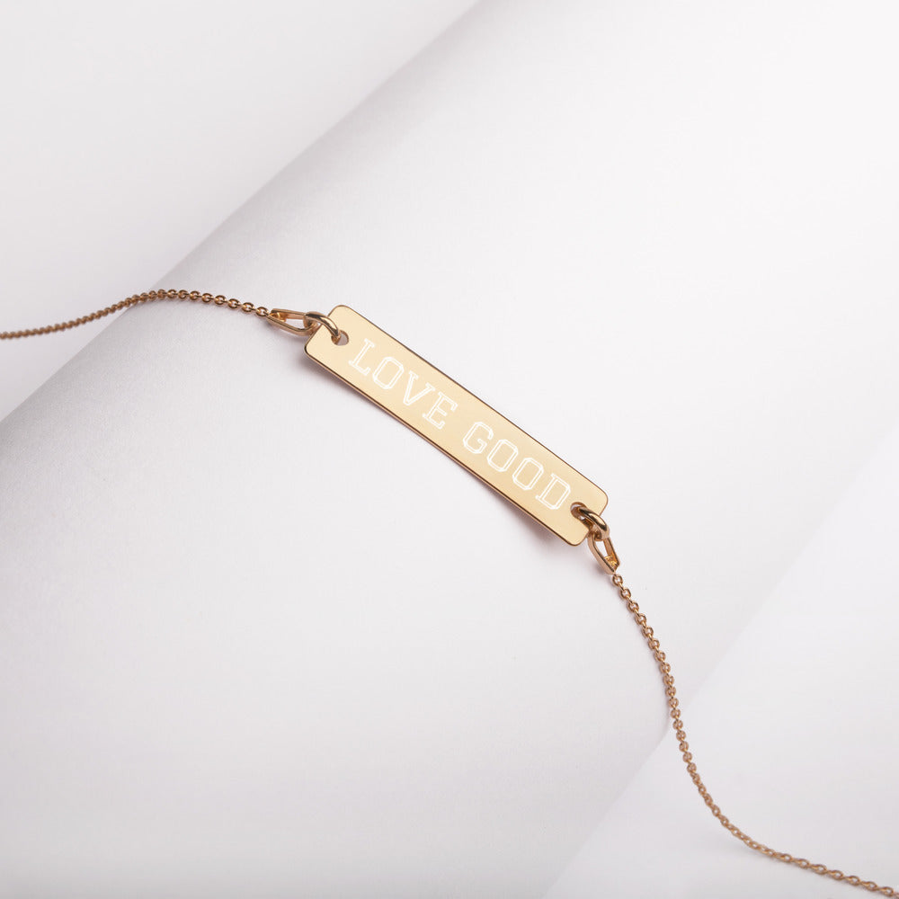 LOVE GOOD - Engraved Bar Chain Necklace