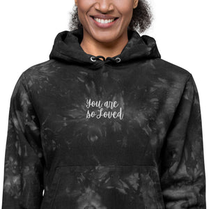 Open image in slideshow, YOU ARE SO LOVED - Unisex Champion tie-dye hoodie
