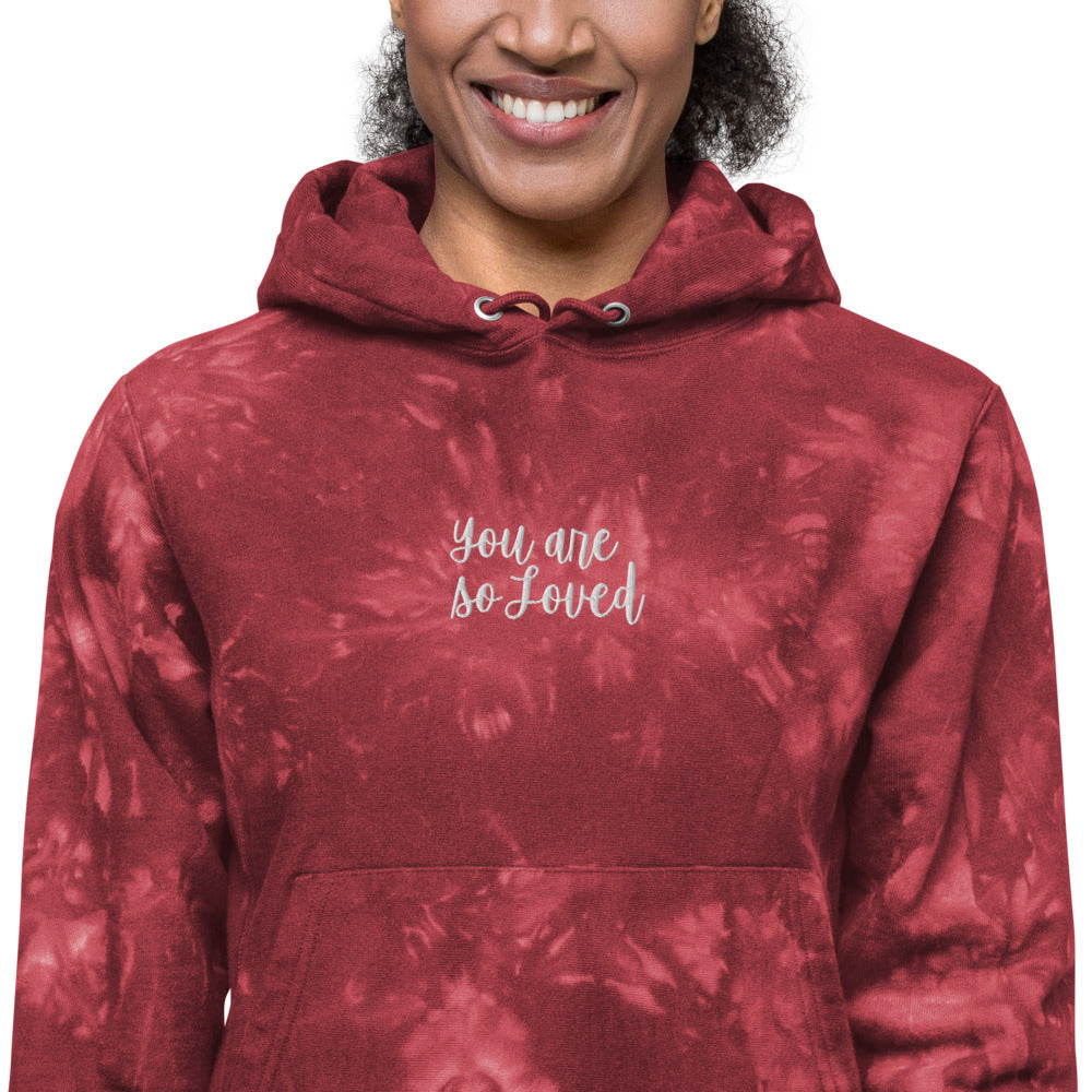 YOU ARE SO LOVED - Unisex Champion tie-dye hoodie