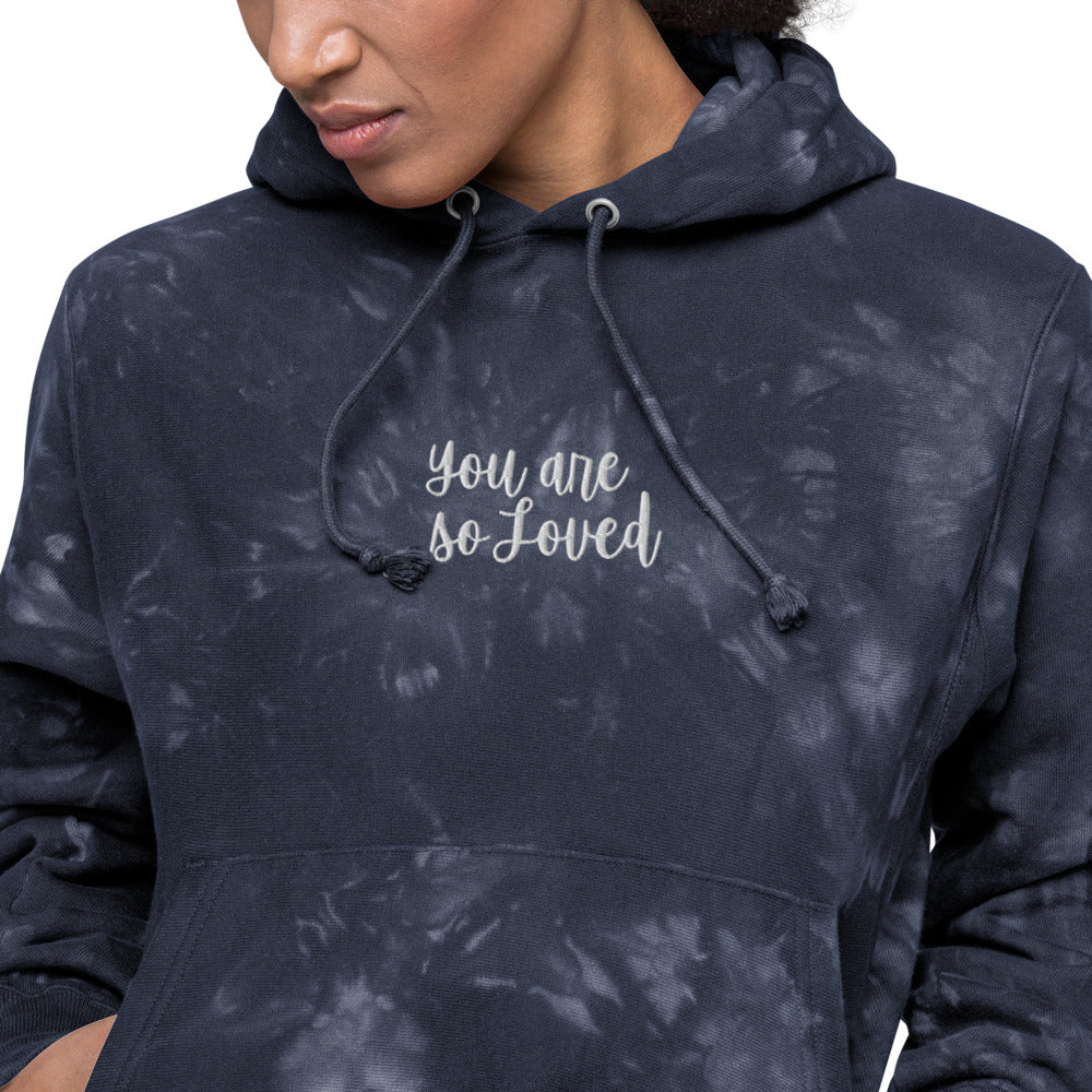 YOU ARE SO LOVED - Unisex Champion tie-dye hoodie